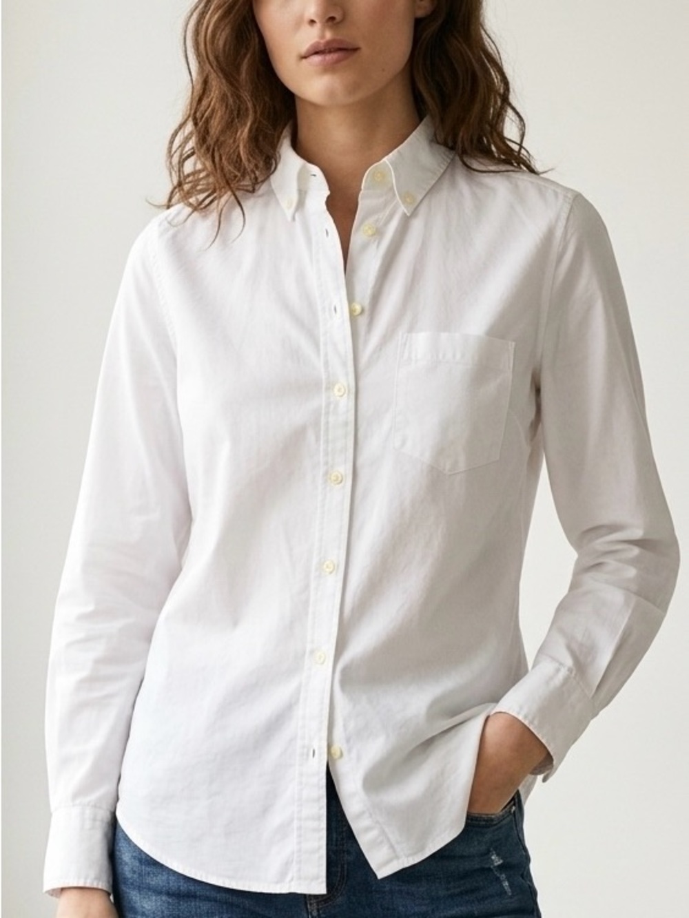 Gap Perfect Oxford Button Down Shirt Optic White Medium Refined Minimalism